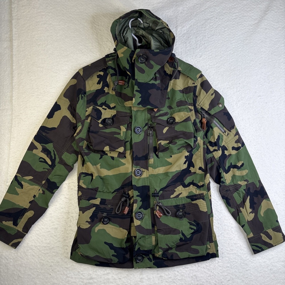 Polo Ralph Lauren Military Woodland Camo Field Jacket Weatherproof Utility S/M